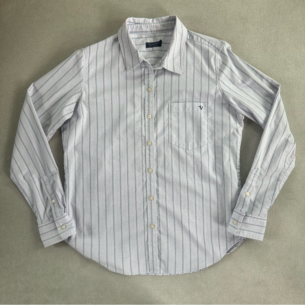 Vineyard Vines Bayview Oxford Button Down Shirt. Iris stripe. Size 8